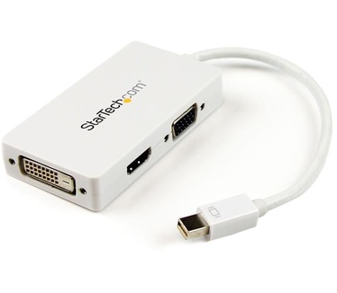 Startech.com A/V-reisadapter: 3-in-1 Mini DisplayPort naar VGA DVI- of HDMI-converter   wit