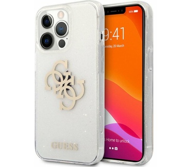 Guess 4G Logo Glitter TPU iPhone 13 Pro Max (6.7") - Transparant Transparant