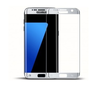 Amorus Full Cover Glass Samsung Galaxy S7 edge Protector - Curved Edges - Silver