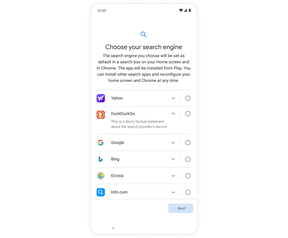 Googles keuzescherm voor zoekmachines 2021