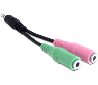 Delock Adapter 4-pin 3.5mm male > 3.5mm mic jack + 3.5mm audio jack