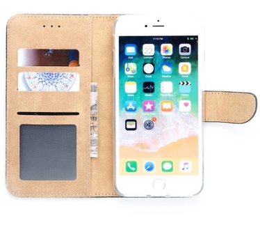 Schubben design Lederen Bookcase hoesje voor de Apple iPhone 8 Plus - Zwart (Apple iPhone 8) Zwart