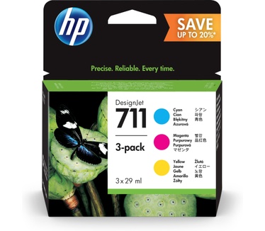 HP 711 3-pack 29-ml Cyan/Magenta/Yellow Ink Cartridges