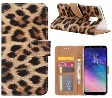Panter print lederen Bookcase hoesje voor de Samsung Galaxy A6 2018 (Samsung Galaxy A6 2018)