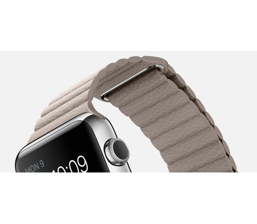 Apple Watch (leren bandje, 42mm) Zilver (Beige)