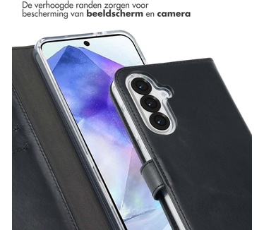 Selencia Echt Lederen Bookcase Samsung Galaxy A36 - Zwart