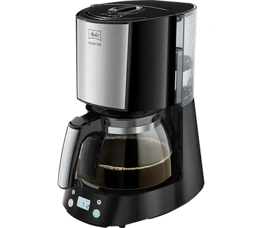 Melitta Enjoy Top Timer - Filterkoffiezetapparaat - Met Glazen Kan - Timer Functie - Druppelstop - 10 Kopjes - Zwart (1017-11)