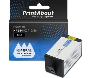 PrintAbout Huismerk HP 934 (C2P19AE) Inktcartridge Zwart