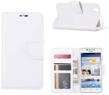 Luxe Lederen Bookcase hoesje voor de Huawei Ascend G630 - Wit (Huawei Ascend G630) Wit