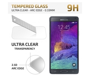 qMust Samsung Galaxy Note 4 Tempered Glass protector - Ultra Clear - Arc Edge