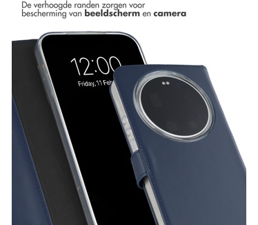 Selencia Echt Leren Bookcase Xiaomi 17 Ultra - Donkerblauw