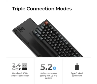 Keychron V1 Ultra 8K 75% Wireless Hot-Swap RGB Red Switch Black