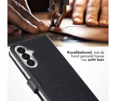 Selencia Echt Lederen Bookcase Samsung Galaxy A36 - Zwart