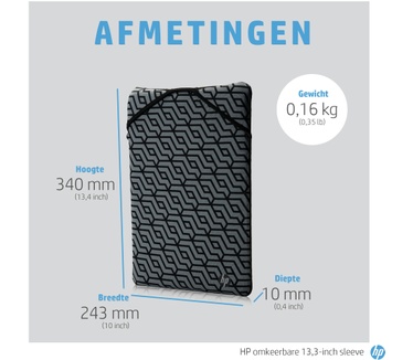 HP 14" Neoprene Reversible Sleeve Grijs, Zwart