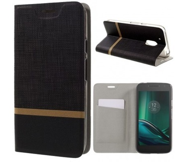 qMust Motorola Moto G4 Play Wallet Case - TPU frame - Striped Black