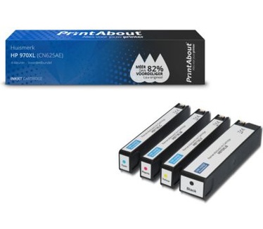 PrintAbout Huismerk HP 970XL (CN625AE) Inktcartridge 4-kleuren Voordeelbundel Hoge capaciteit