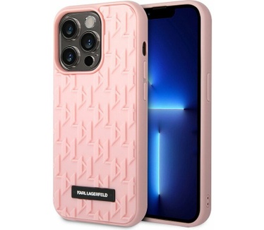 Karl Lagerfeld 3D Monogram Back Case iPhone 14 Pro (6.1") - Roze Roze