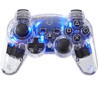 Bigben Interactive Officieel gelicenseerde draadloze PS3 controller - transparant met blauwe/rode/groene LED verlichting