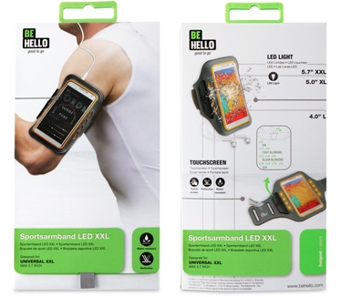 BeHello Universal Sportsarmband LED XXL Grey/Yellow