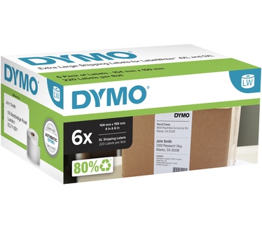 Dymo DYMO originele LabelWriter verzendetiketten, extra groot | 104 mm x 159 mm | 6 met elk 220 labels (1.320 zelfklevende etiketten) | Voor de 4XL/5XL LabelWriter labelprinters | Gemaakt in Europa