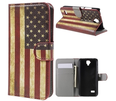 Merkloos Huawei Y5 Lederen Stand Case American Flag