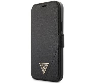 Guess Saffiano V-Stitch Book Case - iPhone 12/12 Pro (6.1") Zwart  Zwart