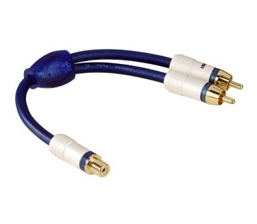 Hama Y-Adapter "Cartec Blue" 1 RCA Socket - 2 RCA Plugs, 2 pieces