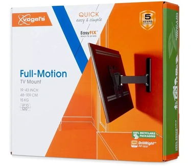Vogel's TVM 1225 draaibare TV beugel voor 19-43 inch televisies, Max. 15 kg, Draaibaar tot 120°, Full-motion TV steun met een maximale VESA 200x200, Geschikt voor alle TV merken