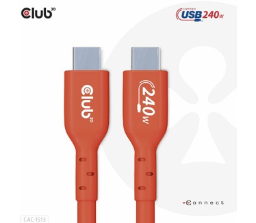 Club 3D CLUB3D USB2 Type-C Bi-Directional USB-IF Certified Cable Data 480Mb, PD 240W(48V/5A) EPR M/M 3m / 9.84 ft Oranje