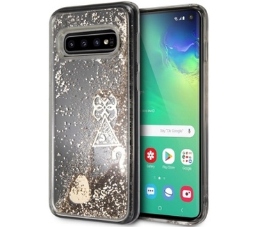 Guess Hearts Liquid Glitter HardCase Samsung Galaxy S10 - Goud  Goud