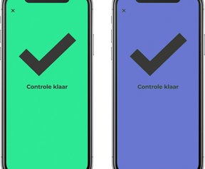 CoronaCheck: groen vinkje en blauwpaars vinkje