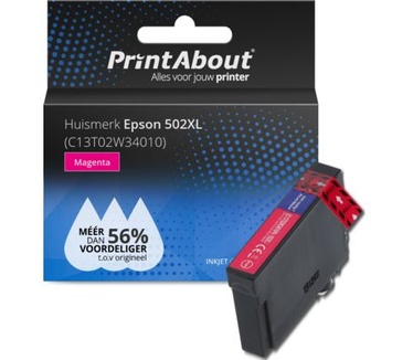 PrintAbout Huismerk Epson 502XL (C13T02W34010) Inktcartridge Magenta Hoge capaciteit