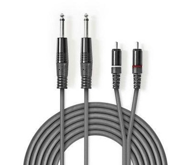 Allteq 2x Jack naar tulp - Kabel Zwart