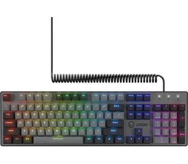 Lorgar Azar 514, Wired mechanical gaming keyboard, RGB backlight, 1680000 colour variations, 18 modes, keys number: 104, 50M clicks, linear dream switches, spring cable up to 3.4m, ABS plastic+metal, magnetic cover, 450*136*39mm, 1.17kg, black