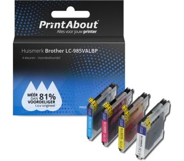 PrintAbout Huismerk Brother LC-985VALBP Inktcartridge 4-kleuren Voordeelbundel