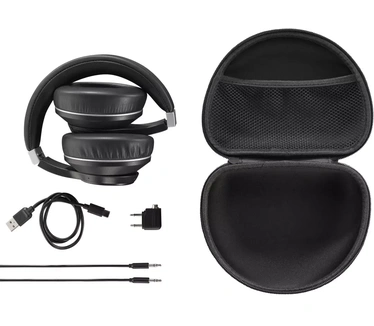 Hama Bluetooth-hoofdtelefoon "Passion Voyage" (Over Ear hoofdtelefoon, ruisonderdrukking, draadloos opladen, hoofdtelefoon met microfoon, met touch-functie, bluetooth-hoofdtelefoon, oorkussens) zwart