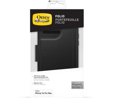 Otterbox OtterBox Folio voor iPhone 14 Pro Max voor MagSafe, Soft-Touch Folio met 3 sleuven voor contant geld/kaarten, sterke magnetische uitlijning en bevestiging met MagSafe, compatibel met iPhone, zwart, geen hoesje inbegrepen