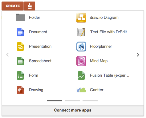 Google Drive -- create menu