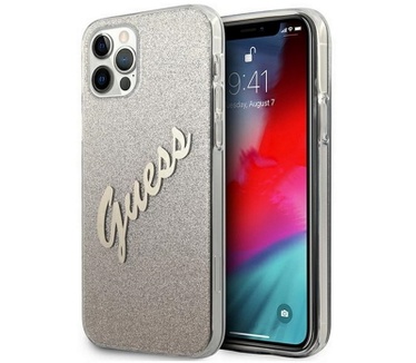 Guess Gradient Vintage Glitter Case iPhone 12/12 Pro (6.1") Goud Goud