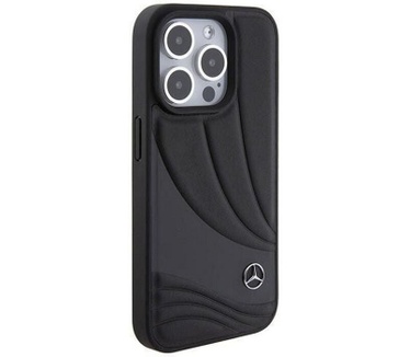 Mercedes-Benz Wave Leather Case - iPhone 15 Pro Max (6.7") Zwart Zwart