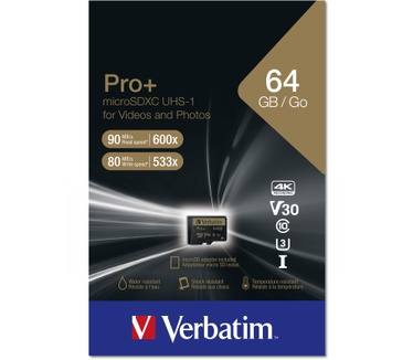 Verbatim Pro+ Micro SDXC 64GB