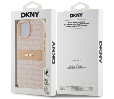 DKNY Textured Tonal Stripe Back Case - iPhone 15 (6.1") - Roze Roze