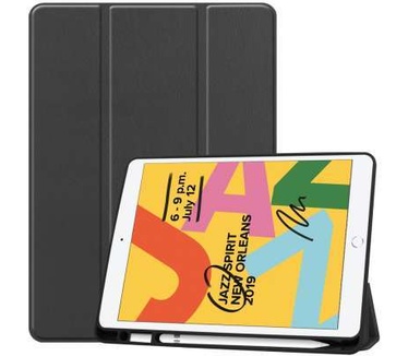 qMust Apple iPad 10.2 2019 Smart Tri-Fold Case met Pen houder - Zwart