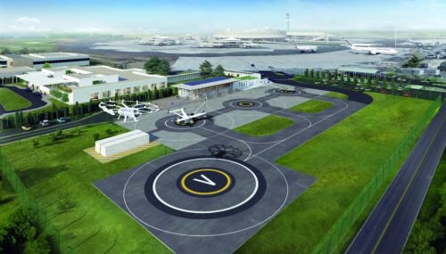 Conceptafbeelding van Vertiport bij Paris-Charles de Gaulle