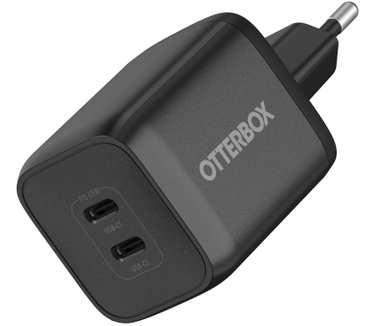 Otterbox Fast Charge | Standaard, USB-C Dual Port 65 W Wandlader, Euro (C), Black