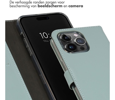 Selencia Echt Lederen Bookcase iPhone 15 Pro Max - Air Blue