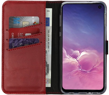 Selencia Echt Lederen Bookcase Samsung Galaxy S10e - Rood