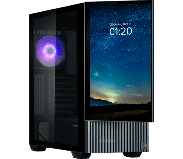 Zalman Z10 DS Black, ATX Mid-Tower PC Case, built-in 15.6 IPS LCD Display, 1x 120mm ARGB fan at rear, 2x 120mm Black fan at front, USB3.1 Type-C port