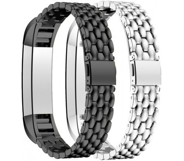 qMust 2 set Premium Hyve armbanden voor Fitbit Alta - Zwart en Zilver