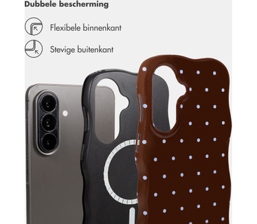 Selencia Vivid Wavy Backcover met MagSafe voor de Samsung Galaxy A57 (5G) - Happy Dots Chocolate